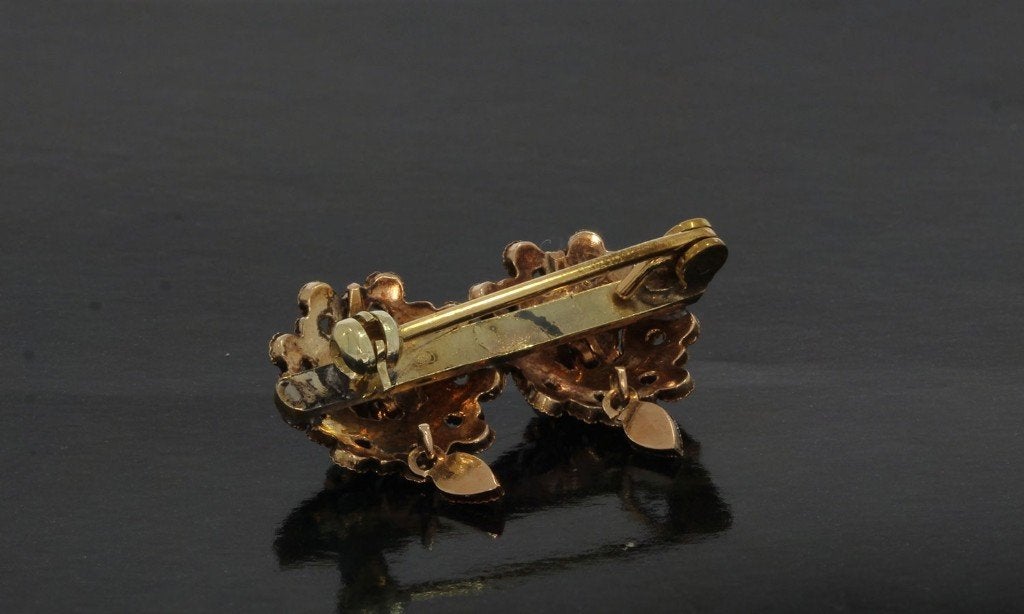 Granaat parels antieke fraaie 14k gouden broche dames, Verzenden, Goud, Broche, Met edelsteen