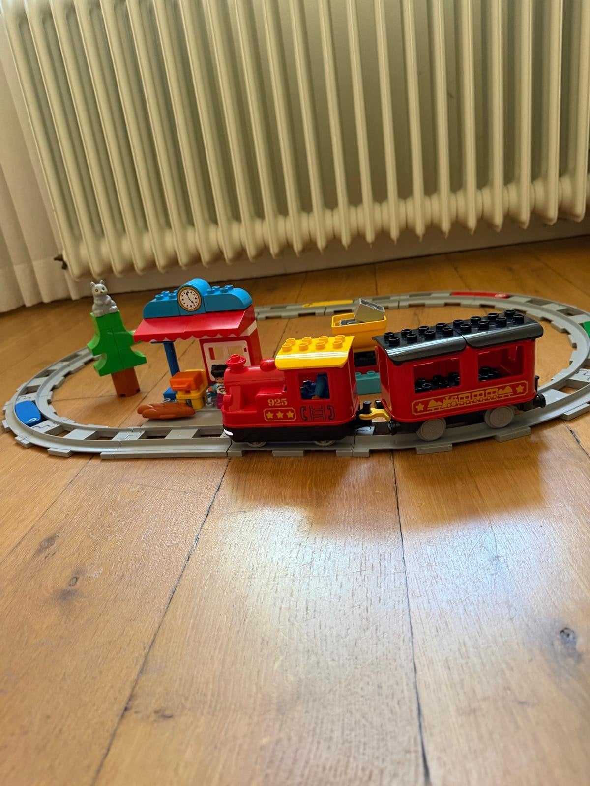 Lego Duplo Stoomtrein 10874 met rails en station, Ophalen, Compleet, Overige thema's, Zo goed als nieuw