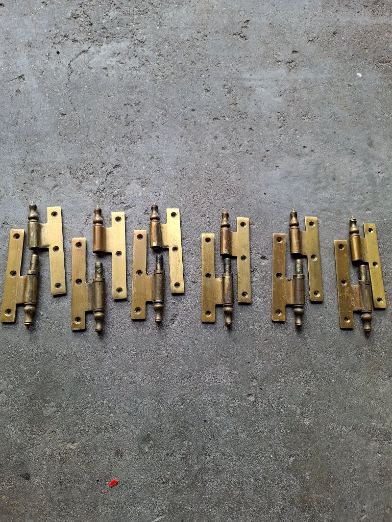 6 scharnieren, Doe-het-zelf en Verbouw, Ophalen of Verzenden, Gebruikt, Koper of Messing, Scharnier