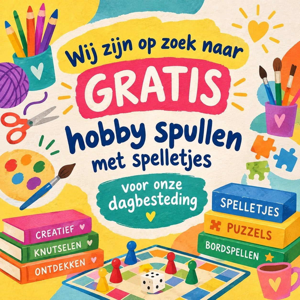 Gratis hobby spullen en spelletjes gezocht voor dagbesteding, Ophalen, Gebruikt, Educatief, Knutselmateriaal