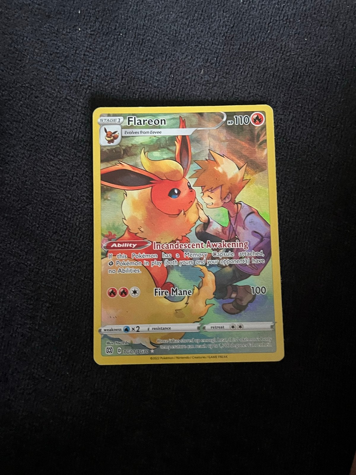Flareon Brilliant Stars TG01/30 NM Pokémon Kaart, Ophalen of Verzenden, Zo goed als nieuw, Losse kaart, Foil