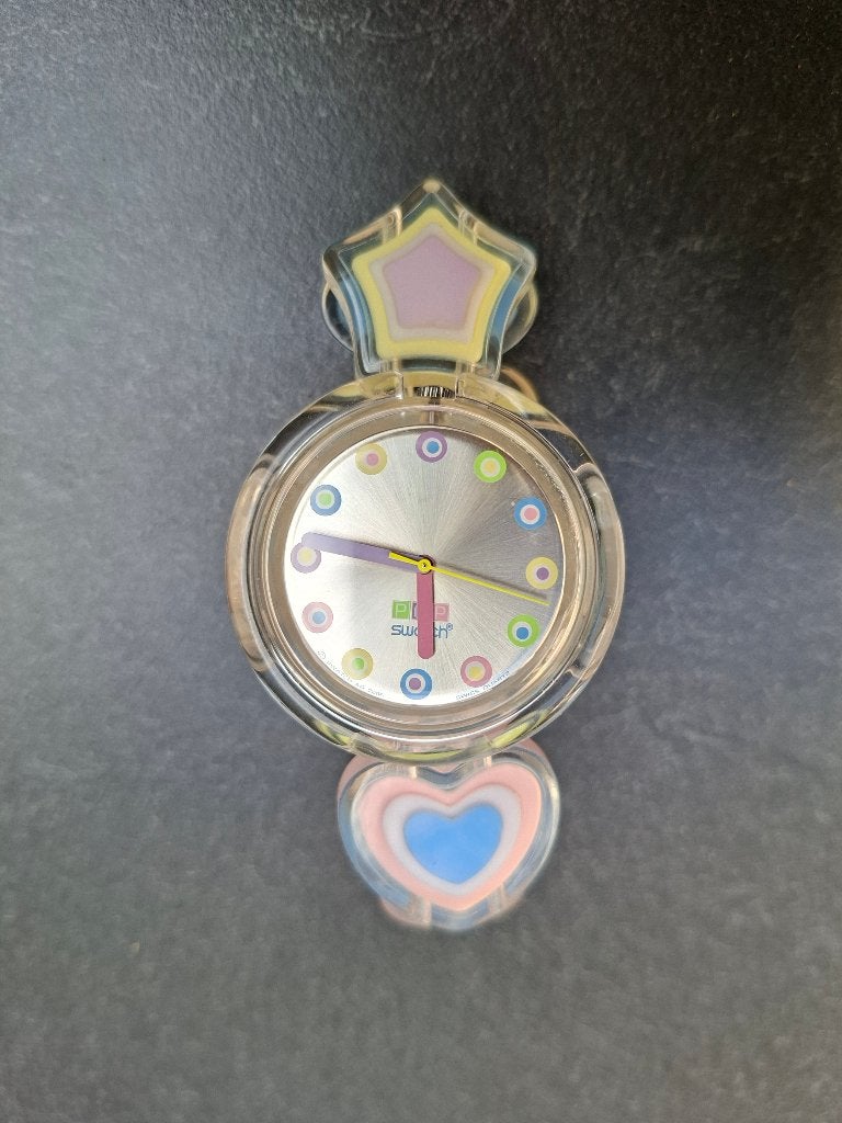 Swatch horloge Pop Candy Heart, Ophalen of Verzenden, Zo goed als nieuw, Meerkleurig, Jongen of Meisje