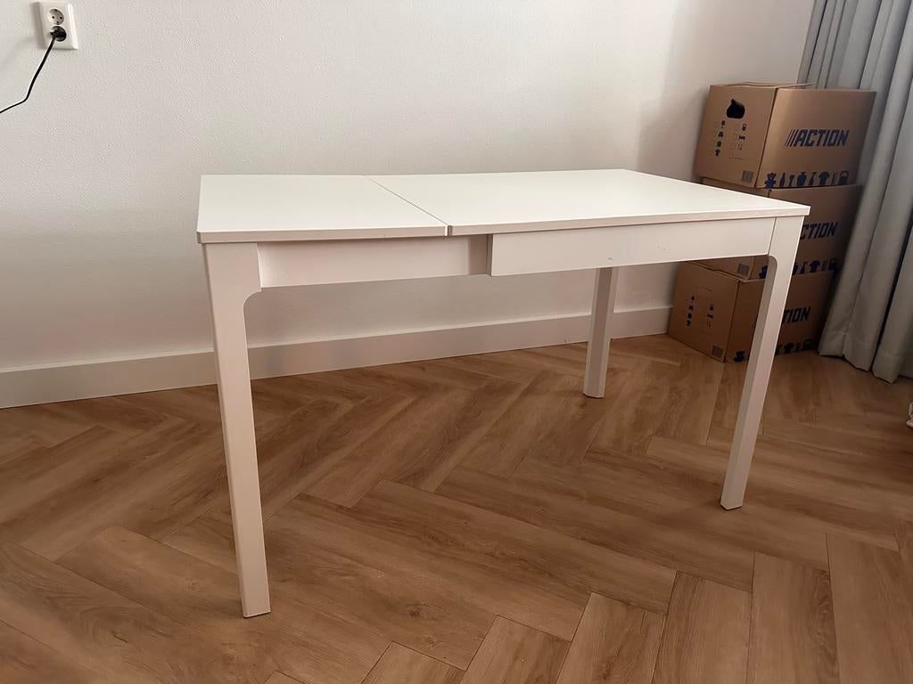 Uitschuifbare IKEA tafel - 70x80/120x75cm, Ophalen, 100 tot 150 cm, Zo goed als nieuw, 25 tot 50 cm