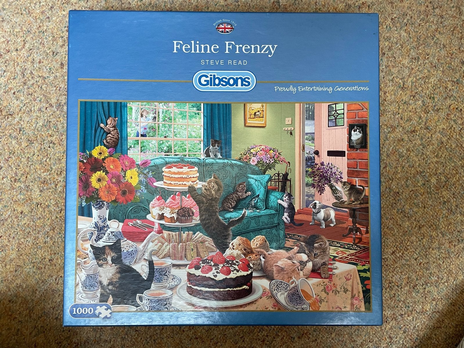 Gibsons Feline Frenzy Legpuzzel 1000 stukjes, Ophalen of Verzenden, 500 t/m 1500 stukjes, Zo goed als nieuw, Legpuzzel