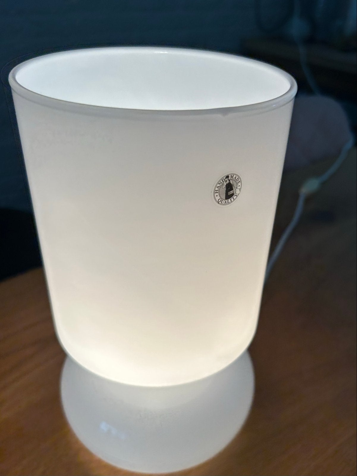 Witte glazen tafellamp (lykta Ikea), Gebruikt, E14 (klein), Wit, Ophalen of Verzenden