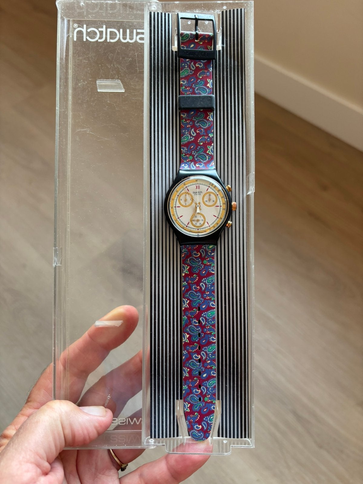 Swatch horloge paisley. In het originele doosje., Ophalen of Verzenden, Zo goed als nieuw, Kunststof, Swatch