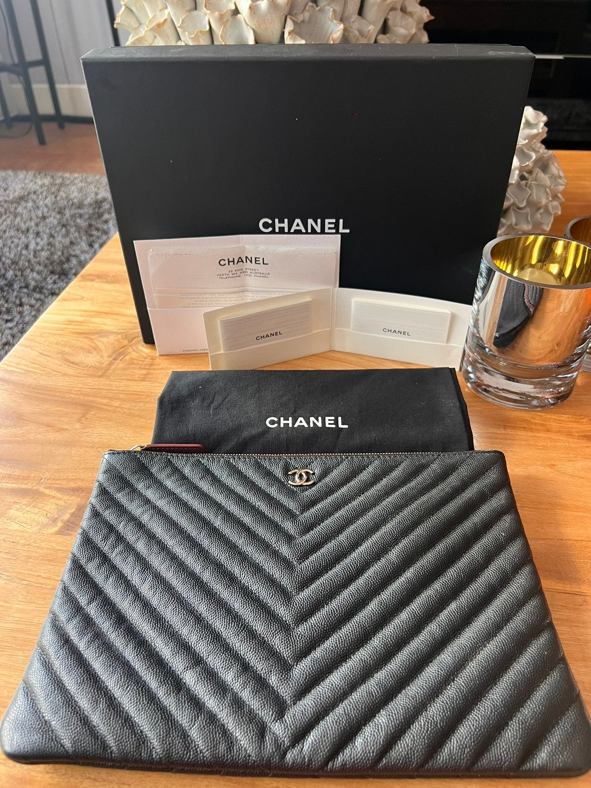 Chanel Clutch, Sieraden, Tassen en Uiterlijk, Tassen | Damestassen, Ophalen of Verzenden, Nieuw, Zwart, Avondtasje