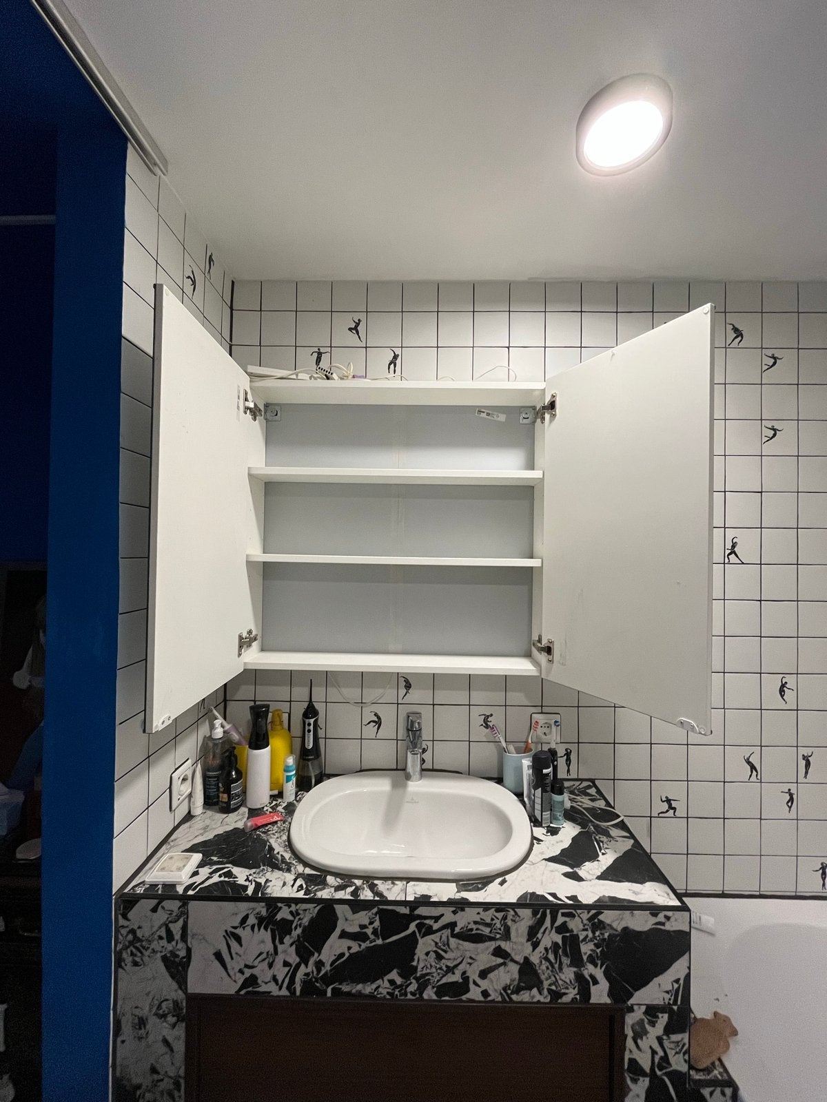 Ikea ENHET spiegelkast, z.g.a.n. (79.5x74.5x17cm), Ophalen, Spiegelkast, 50 tot 100 cm, Zo goed als nieuw