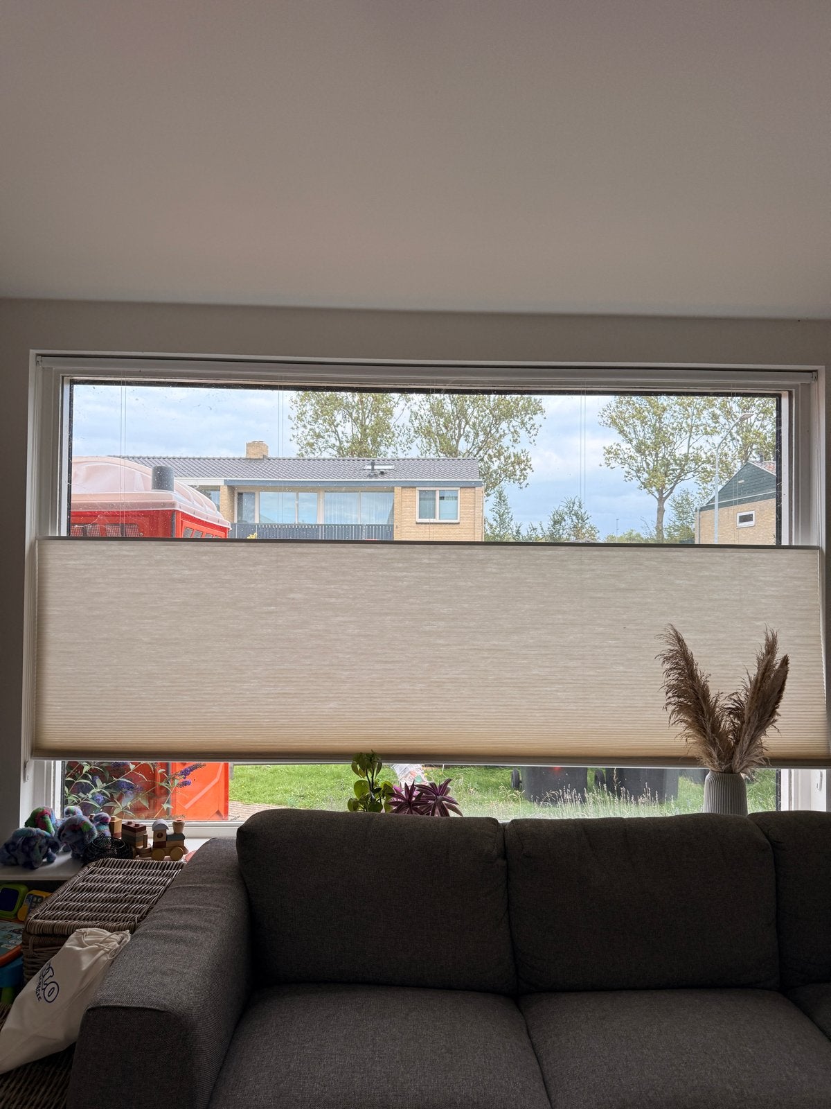 Plisségordijn Beige, Huis en Inrichting, Ophalen, Zo goed als nieuw, Beige, Plisségordijn