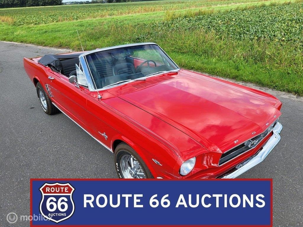 Ford Mustang Cabriolet | 1966 | Route 66 Auctions, Auto's, Overige carrosserieën, Zwart, Bedrijf, Handgeschakeld