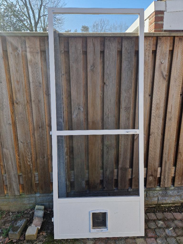 Unilex hordeur met kattenluik 230x95cm - compleet en netjes, Kunststof, 80 tot 100 cm, Hordeur, Ophalen of Verzenden