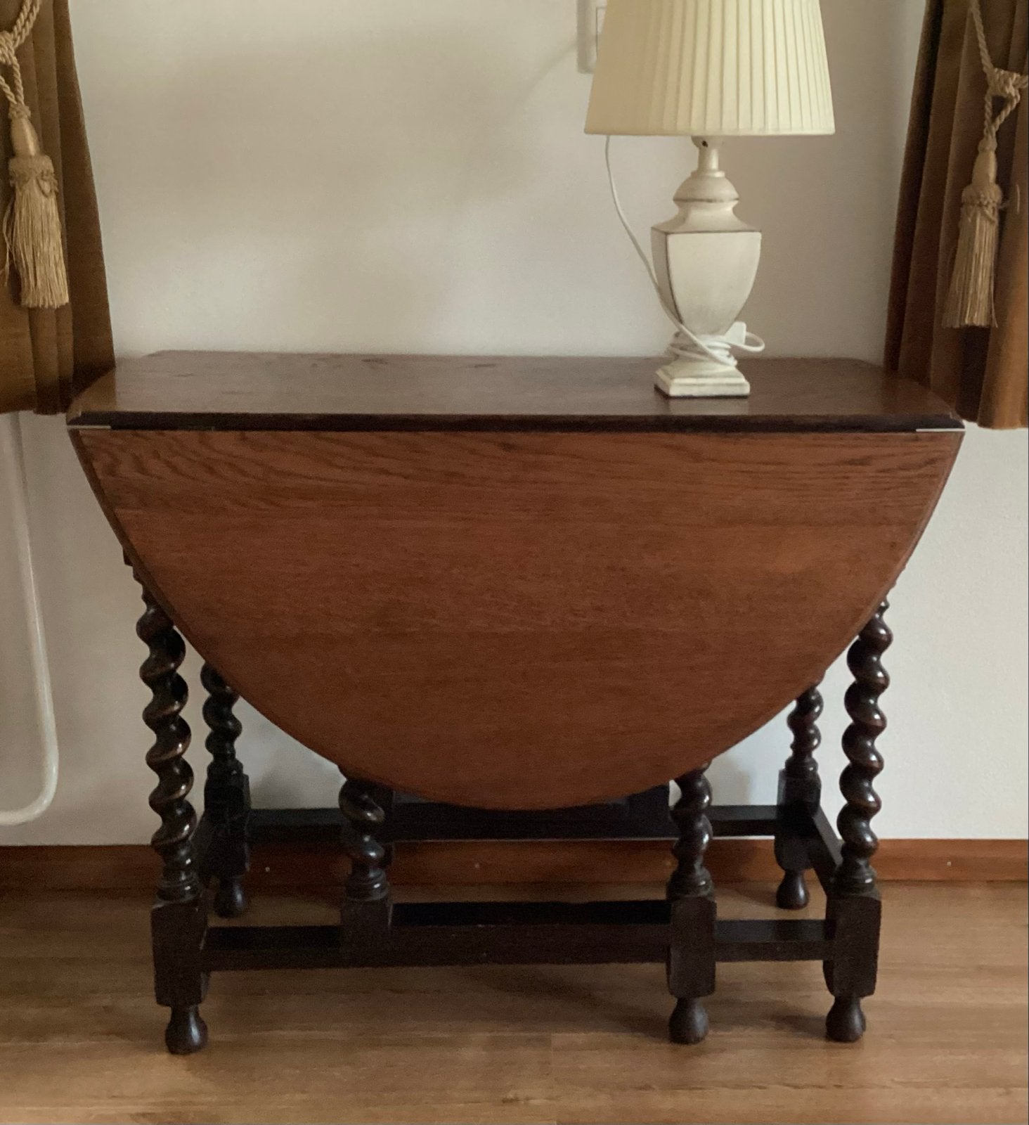 Antieke Gateleg Tafel met Gedraaide Poten, Ophalen