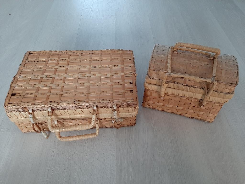 2 rotan mandjes tezamen voor euro 30,00, Ophalen, Gebruikt, Mand, Riet