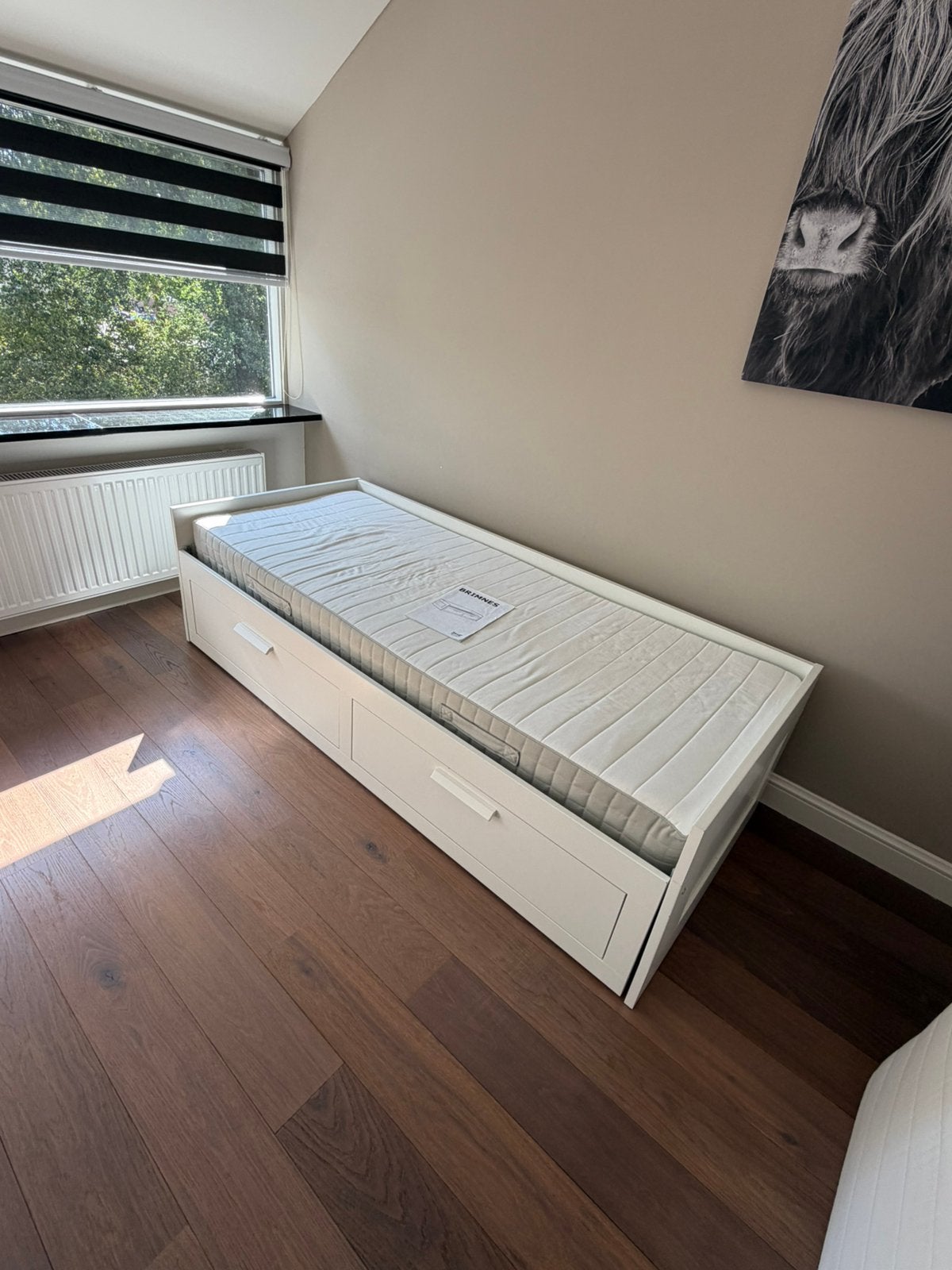 Brimnes uitschuifbed ikea, Huis en Inrichting, Ophalen, Gebruikt, Eenpersoons, Wit