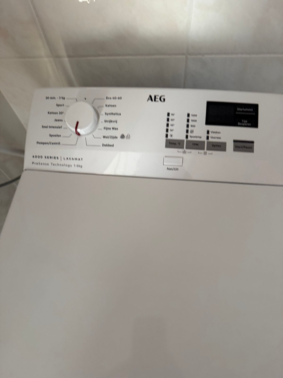 AEG L6TBN62K Bovenlader Wasmachine - 6 kg, 1200 toeren, Witgoed en Apparatuur, Ophalen, 1200 tot 1600 toeren, Gebruikt, 4 tot 6 kg
