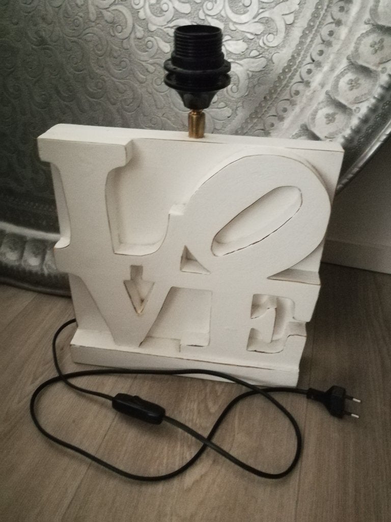 Tafellamp LOVE van hout, Ophalen, Overige typen, Overige stijlen, Wit