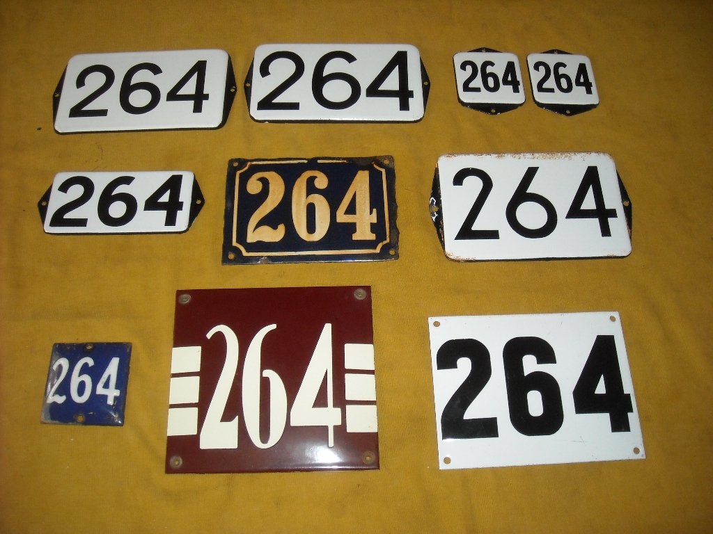 oud emaille huisnummer 264 ook 265 266 267 268 269 270 271 2, Antiek en Kunst, Antiek | Emaille, Ophalen of Verzenden