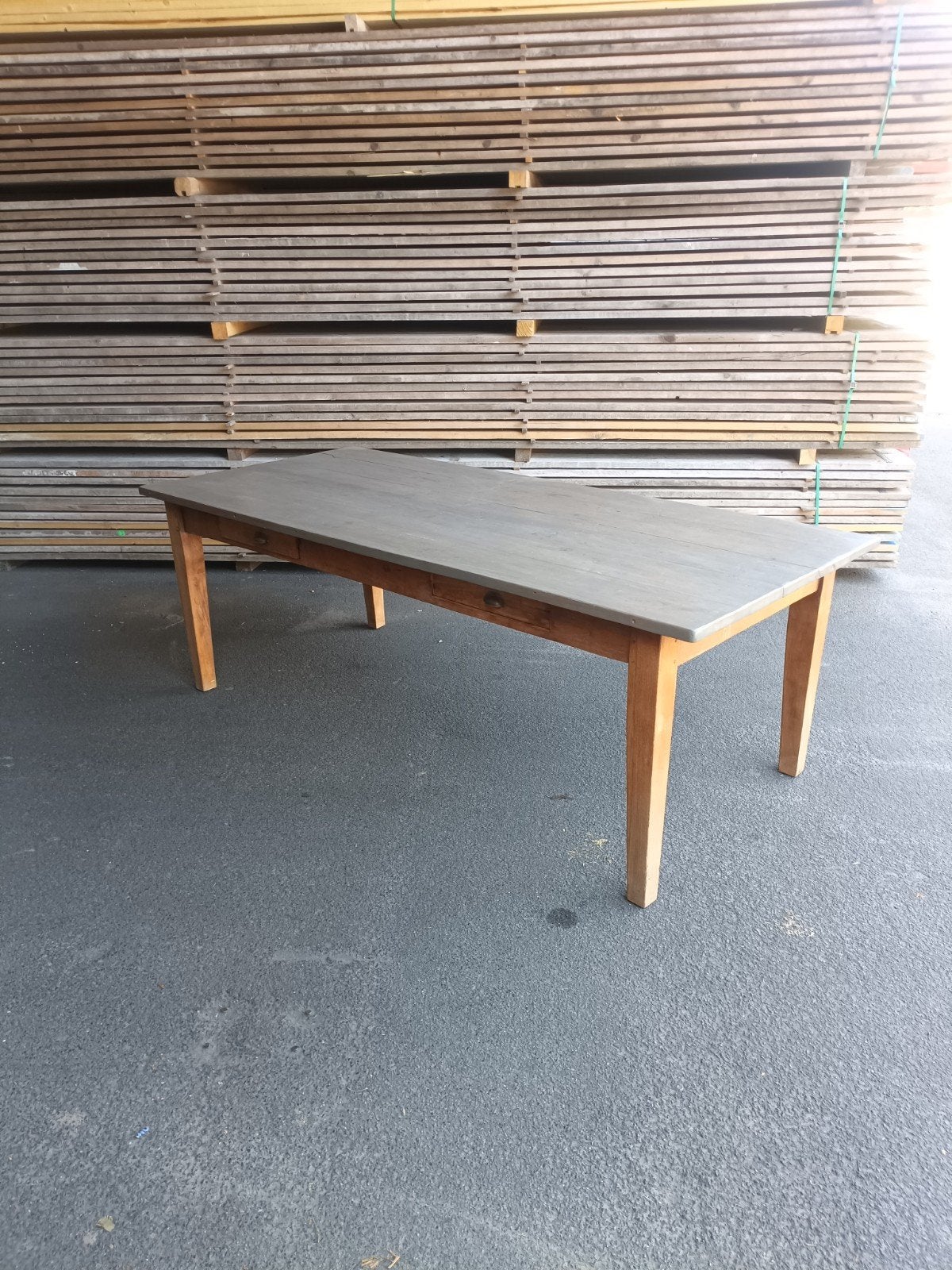 Tafel met laden 220x96, Huis en Inrichting, Tafels | Eettafels, Ophalen, Gebruikt, Teakhout, 200 cm of meer