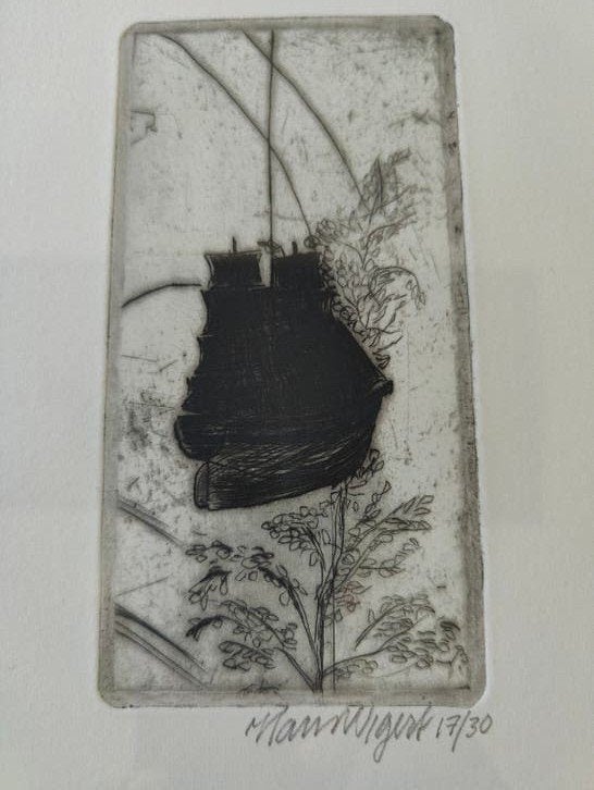 Hans Wigert, Votive Ship, naaldets, gesigneerd, 17/30, 28 cm, Ets, 19 cm, Ophalen of Verzenden