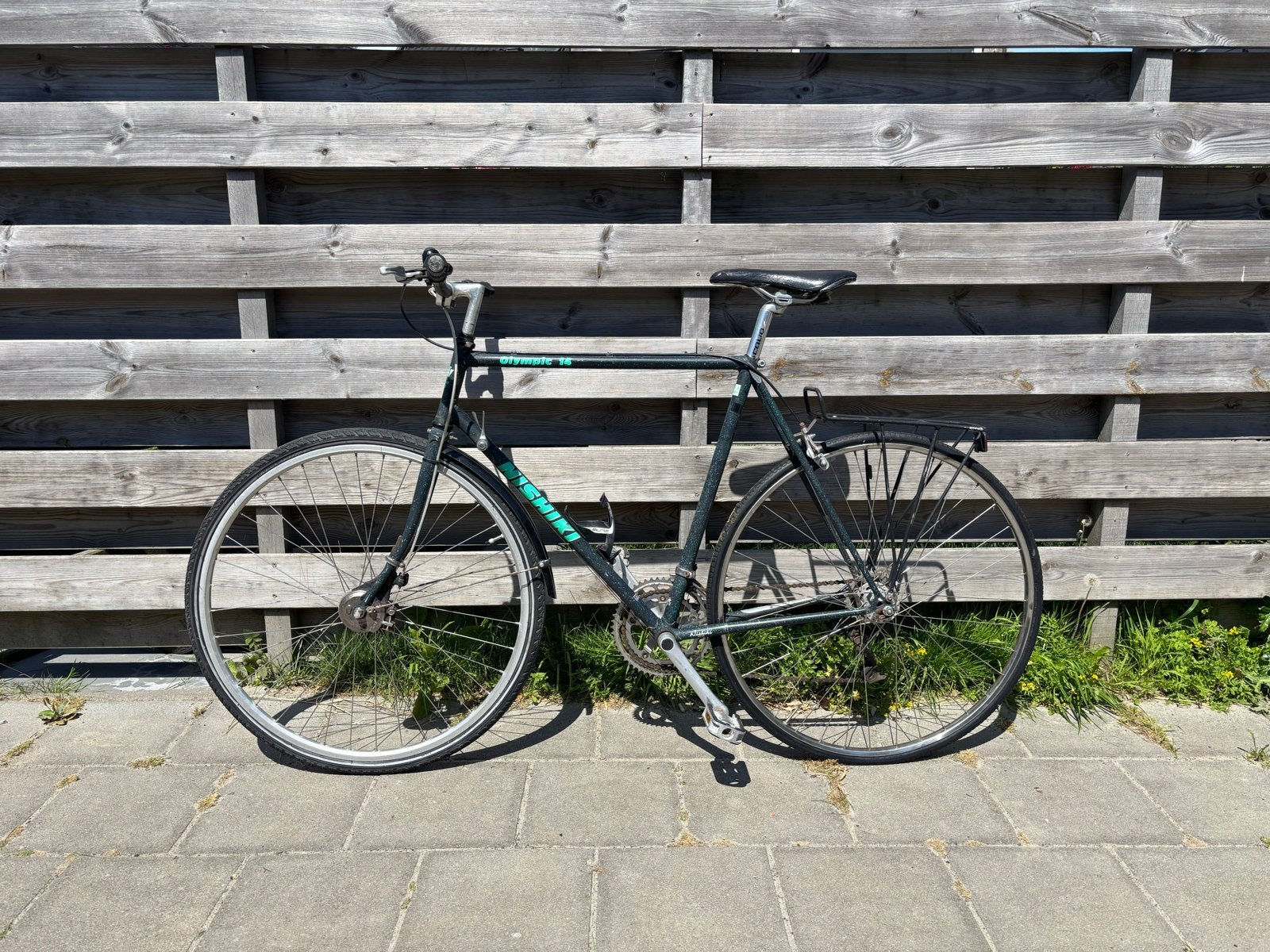 Nishiki Olympic 14 hybride/race/trekkingfiets jaren '90, Gebruikt, 26 inch, Velgrem, 57 tot 61 cm