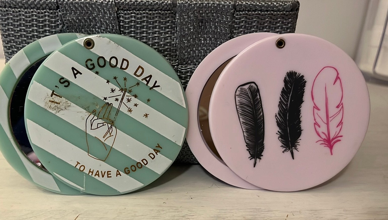 Mini spiegeltjes, Ophalen, Gebruikt, Gehele gezicht, Make-up