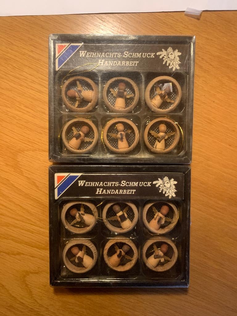 2x 6 Handgemaakte Houten Engeltjes Kerstdecoratie, Diversen, Kerst, Ophalen of Verzenden, Nieuw