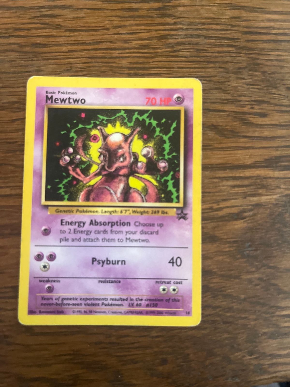 Mewtwo Pokémon kaart - Basis Pokémon 70 HP, Ophalen of Verzenden, Gebruikt, Losse kaart