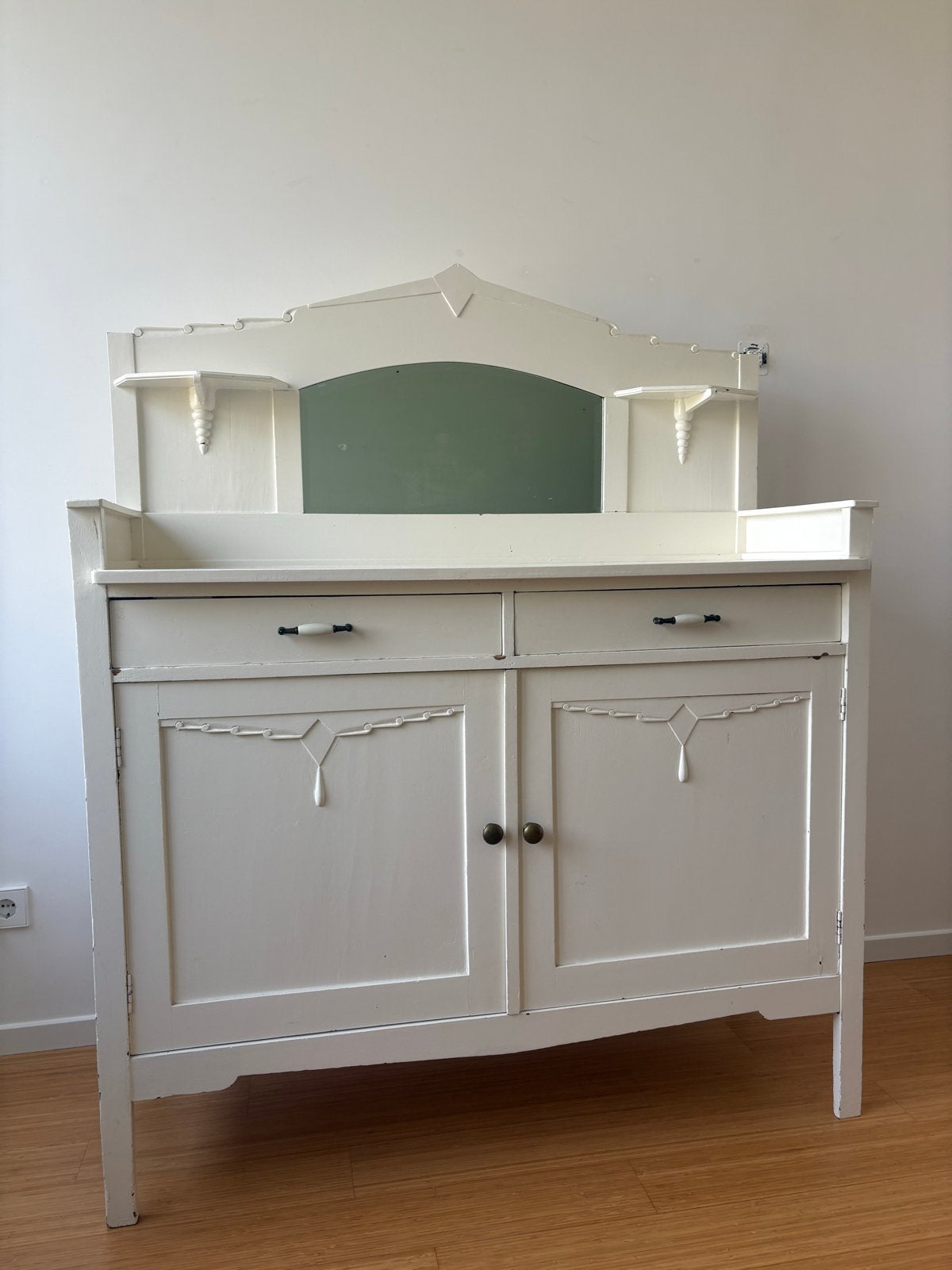 Prachtige houten commode met spiegel en lades, Ophalen, Gebruikt