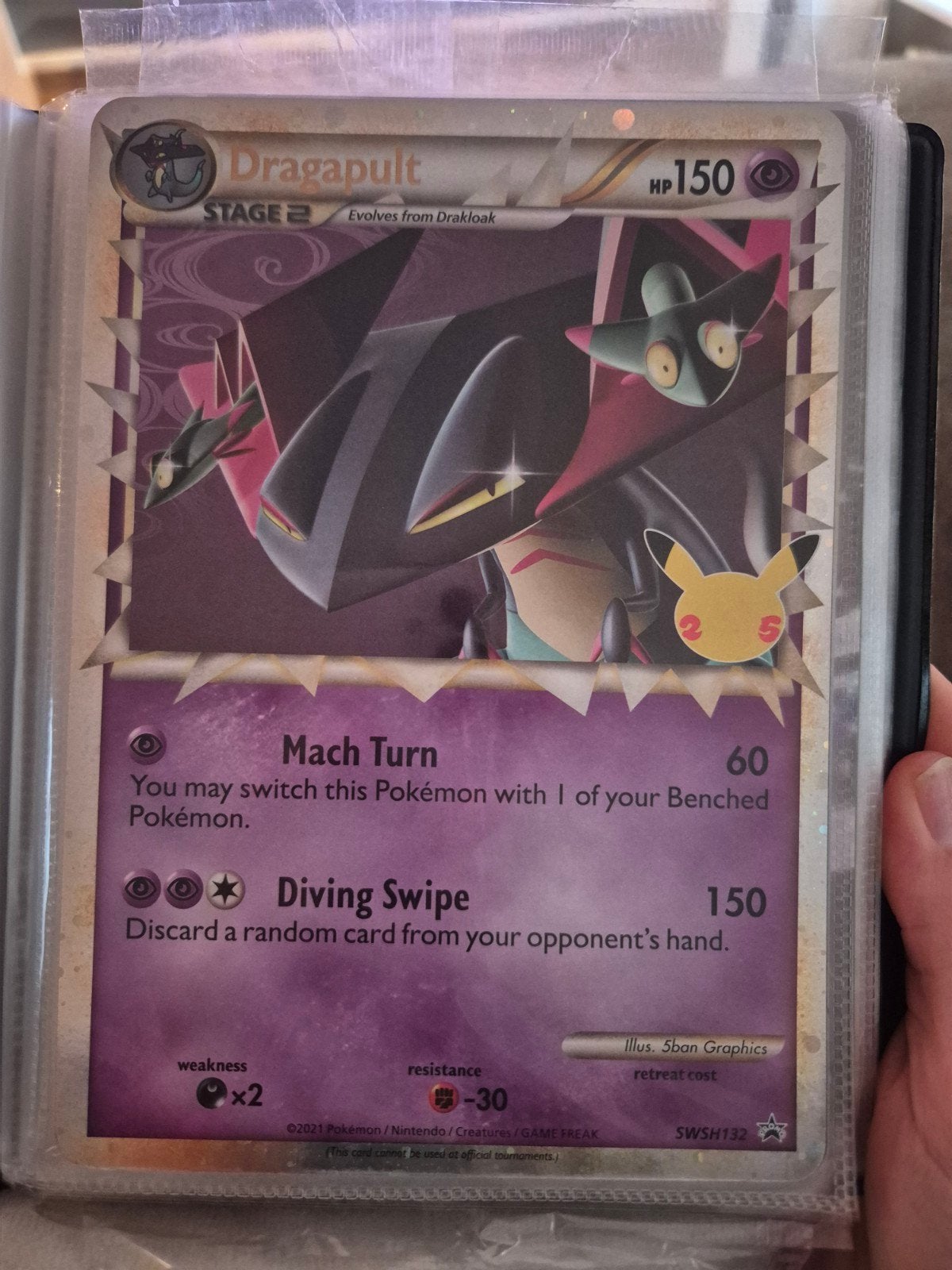Oversized Shiny Dragapult Pokémon Kaart swsh132, Ophalen of Verzenden, Zo goed als nieuw, Losse kaart, Foil
