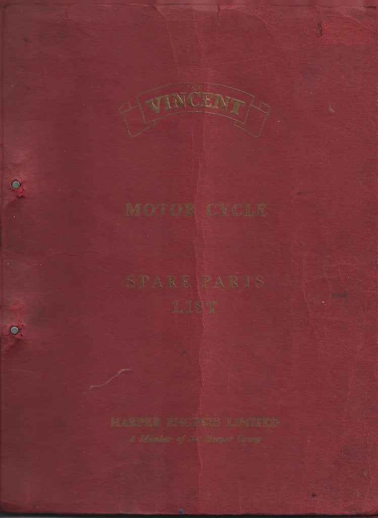 Vincent spare parts list motor (7576z), Motoren, Ophalen of Verzenden, Overige merken