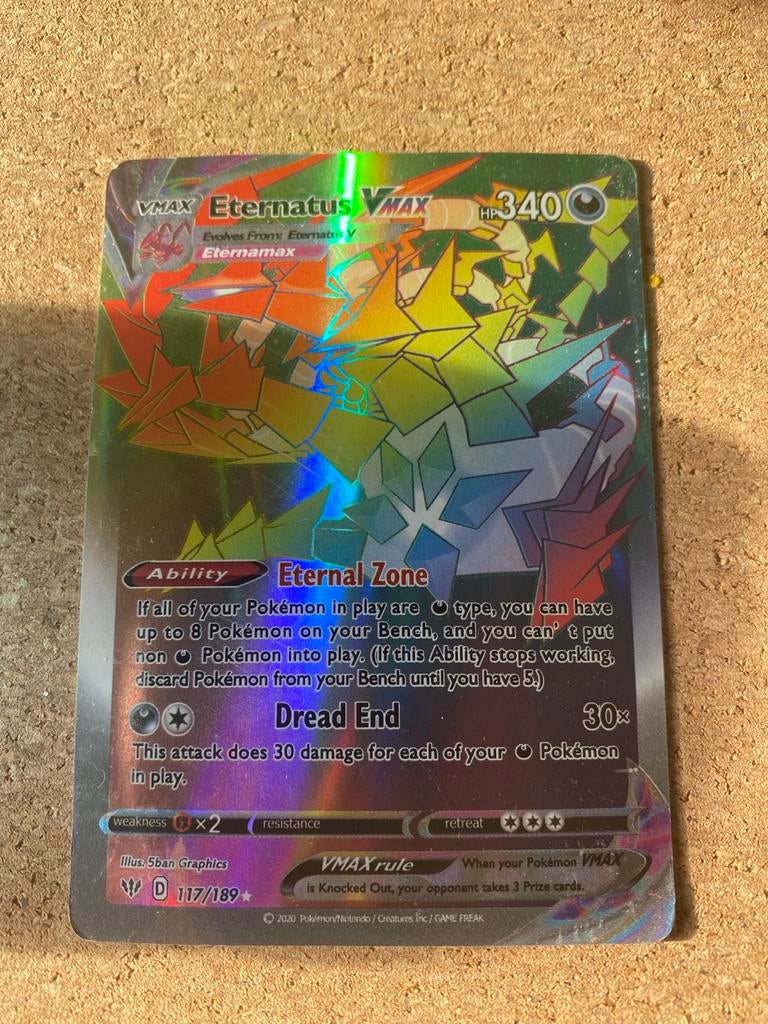 Eternatus VMAX Pokémon kaart, Hobby en Vrije tijd, Verzamelkaartspellen | Pokémon, Ophalen of Verzenden, Nieuw, Losse kaart, Foil