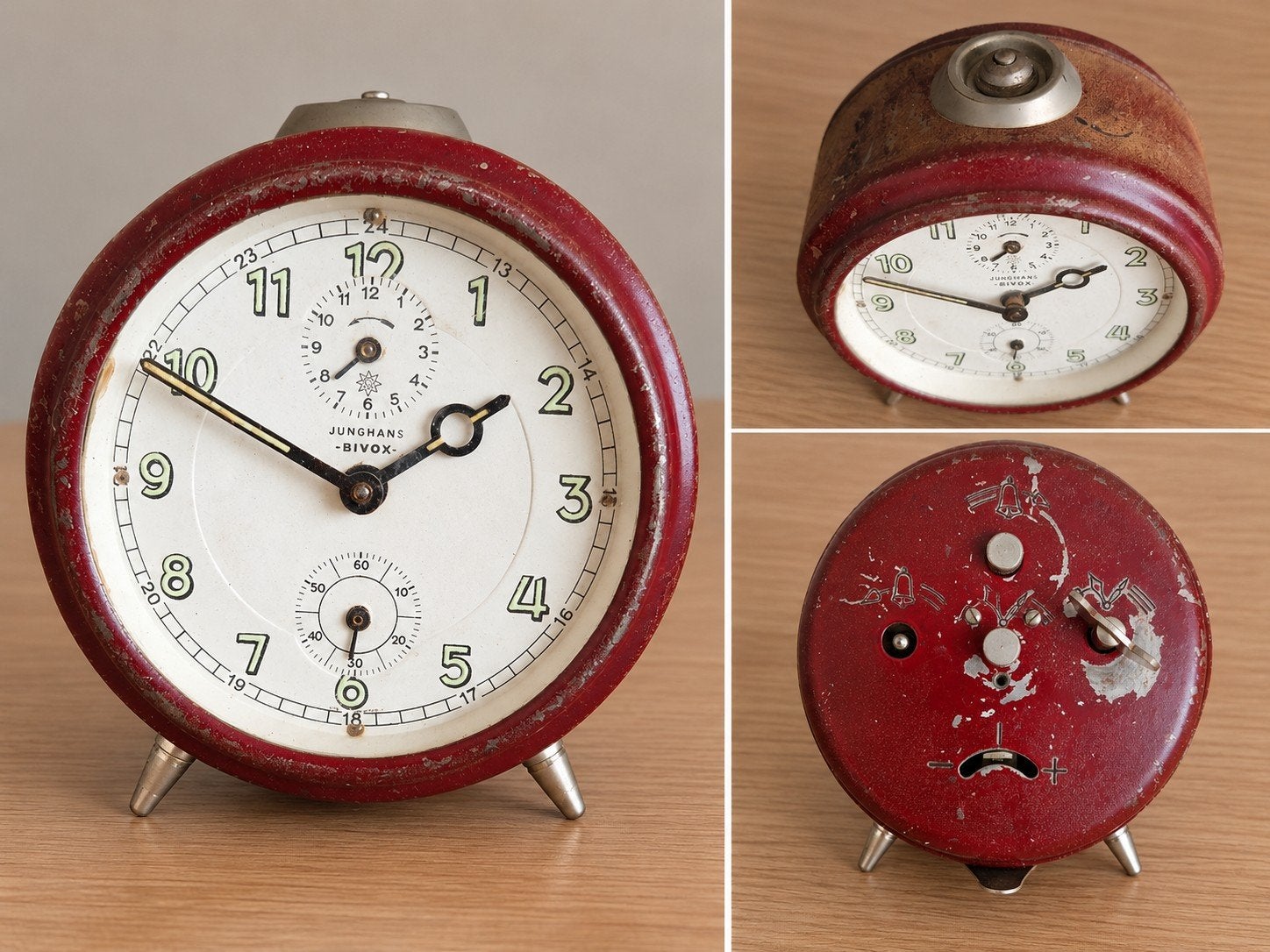 Vintage Junghans Bivox wekker rood mechanisch, Ophalen of Verzenden