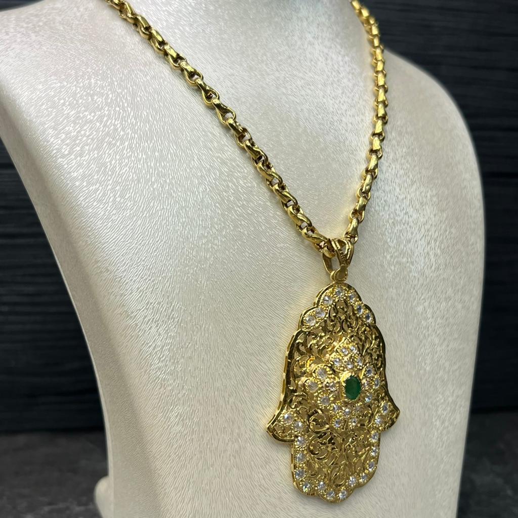 18 karaat gouden ketting met hanger Marokkaans fatima hand, Sieraden, Tassen en Uiterlijk, Ophalen of Verzenden, Nieuw, Goud, Met hanger