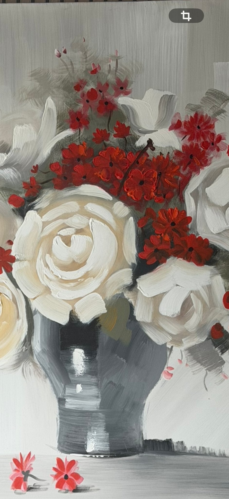 2 Grote Handgeschilderde Schilderijen - 1x1 Meter, Antiek en Kunst, Ophalen, Acrylverf, Handgeschilderd, Bloemen