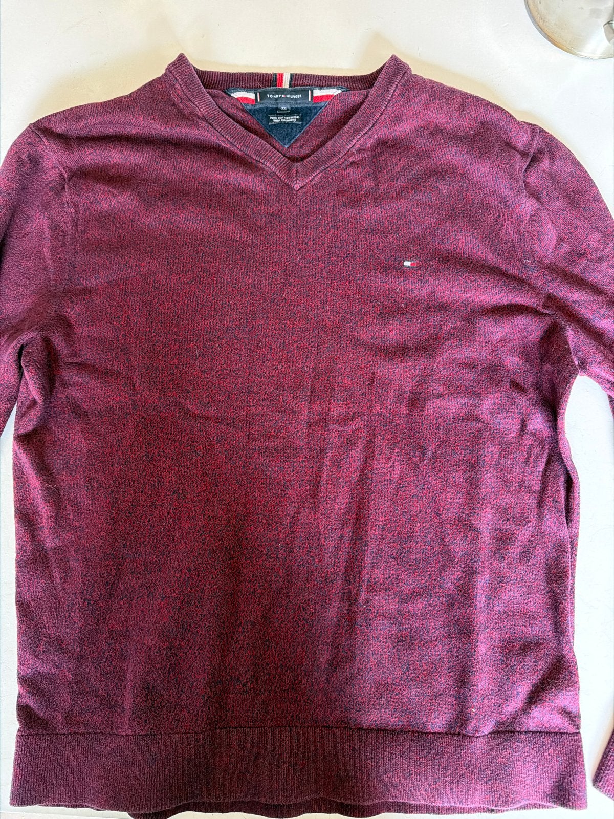 Tommy Hilfiger V-hals trui Pima katoen/kasjmier XXL, Ophalen of Verzenden, Gedragen