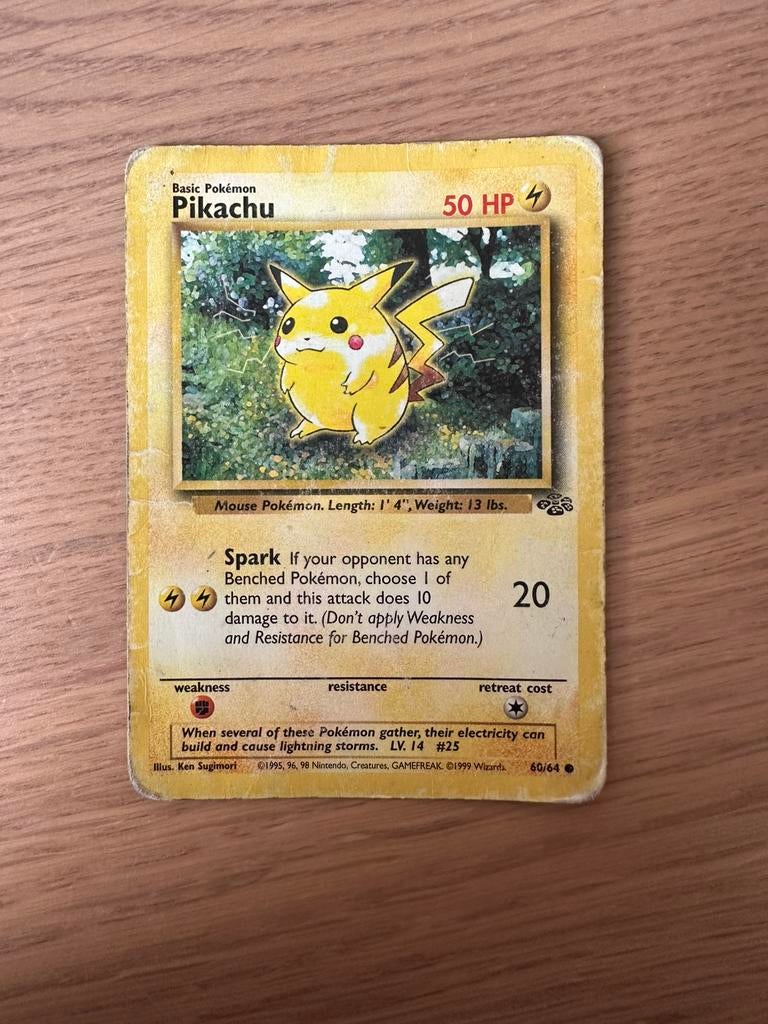 Pikachu 60/64 Pokemon kaart, Ophalen, Gebruikt, Losse kaart