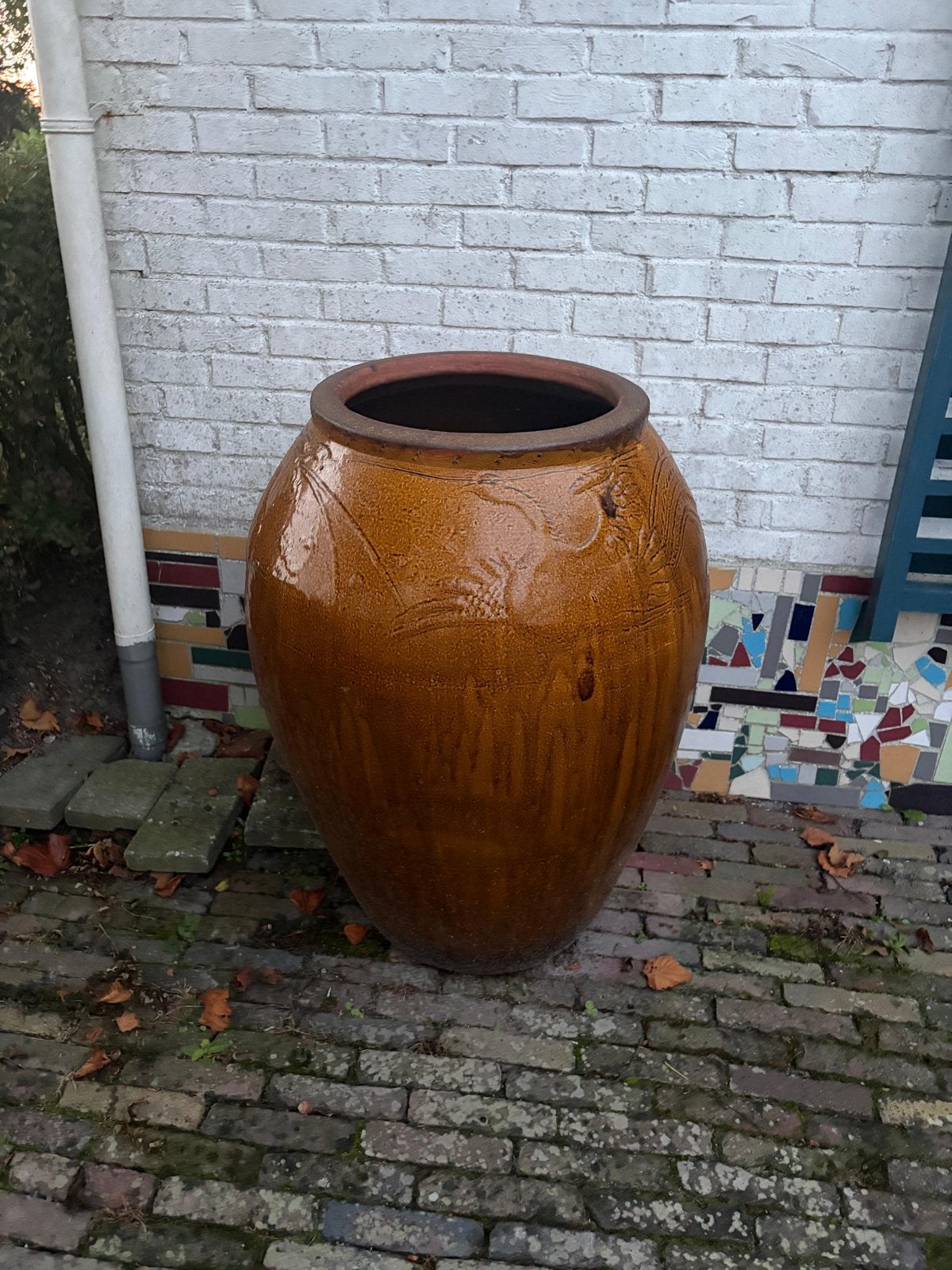 Grote Aziatische Drakenpot Martaban Vaas (Bruin Geglazuurd), Ophalen, Zo goed als nieuw