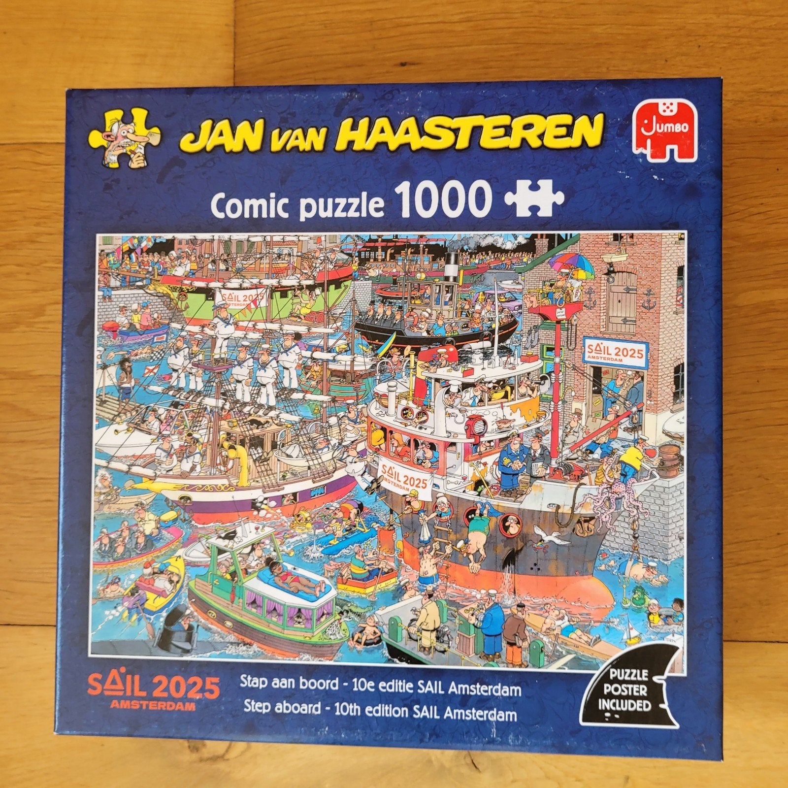 Puzzel Jan van Haasteren: Stap aan boord 1000 stukjes, Ophalen of Verzenden, 500 t/m 1500 stukjes, Zo goed als nieuw
