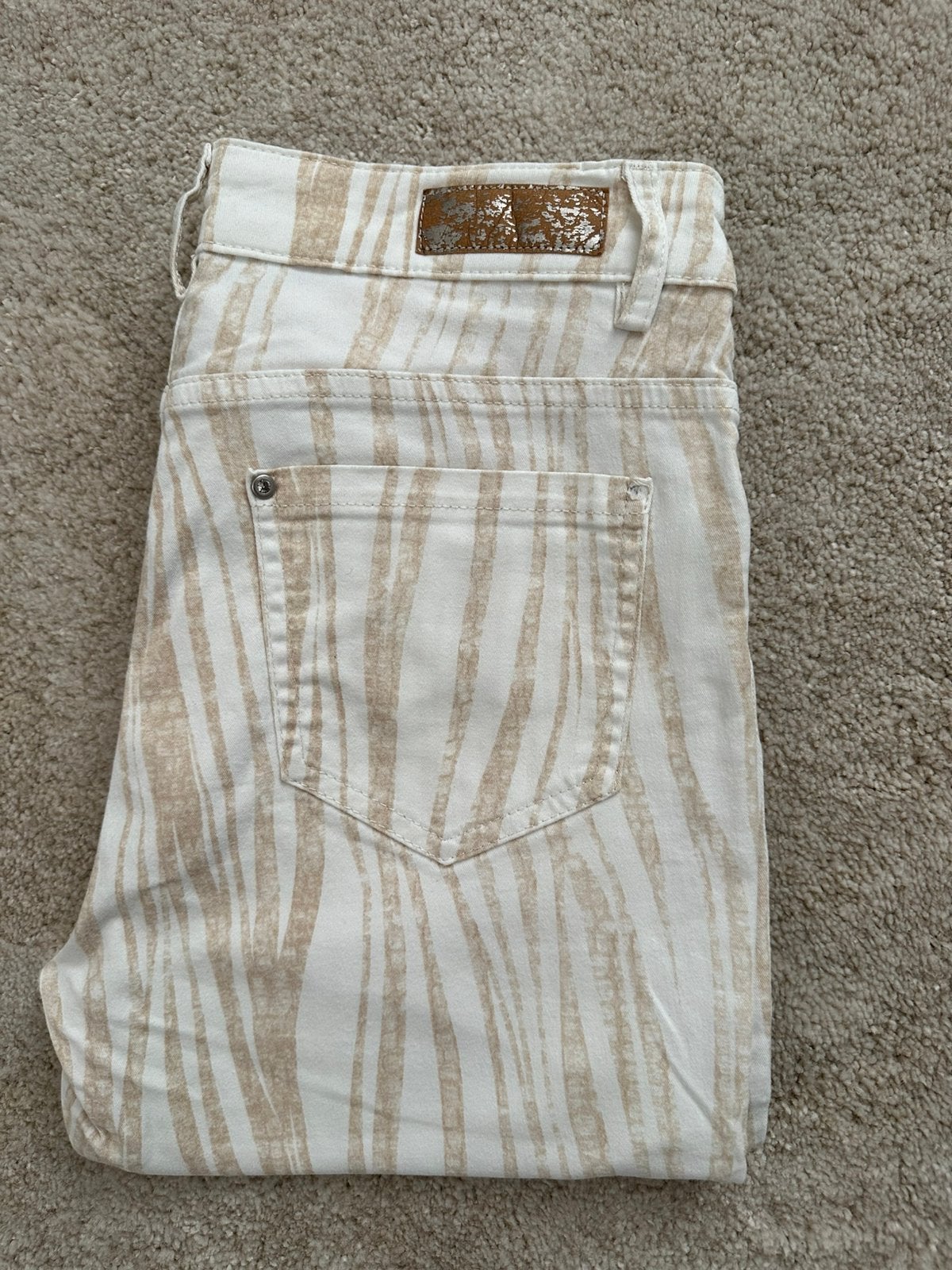 Signe Nature broek slim fit beige-wit, Beige, Ophalen of Verzenden, Zo goed als nieuw, Maat 36 (S)