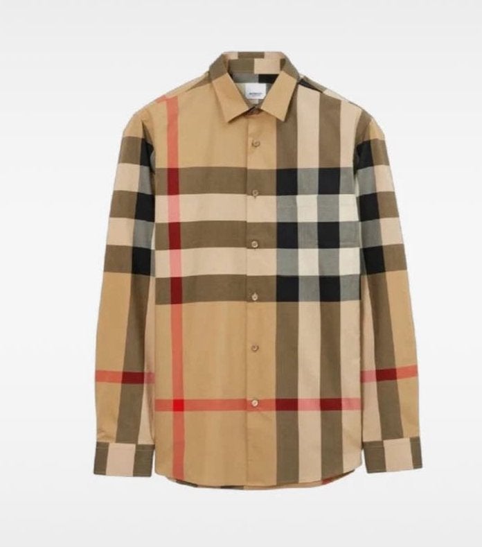 Burberry overhemd met ruitpatroon - Valt als maat L, Kleding | Heren, Overhemden, Ophalen of Verzenden, Zo goed als nieuw, Beige
