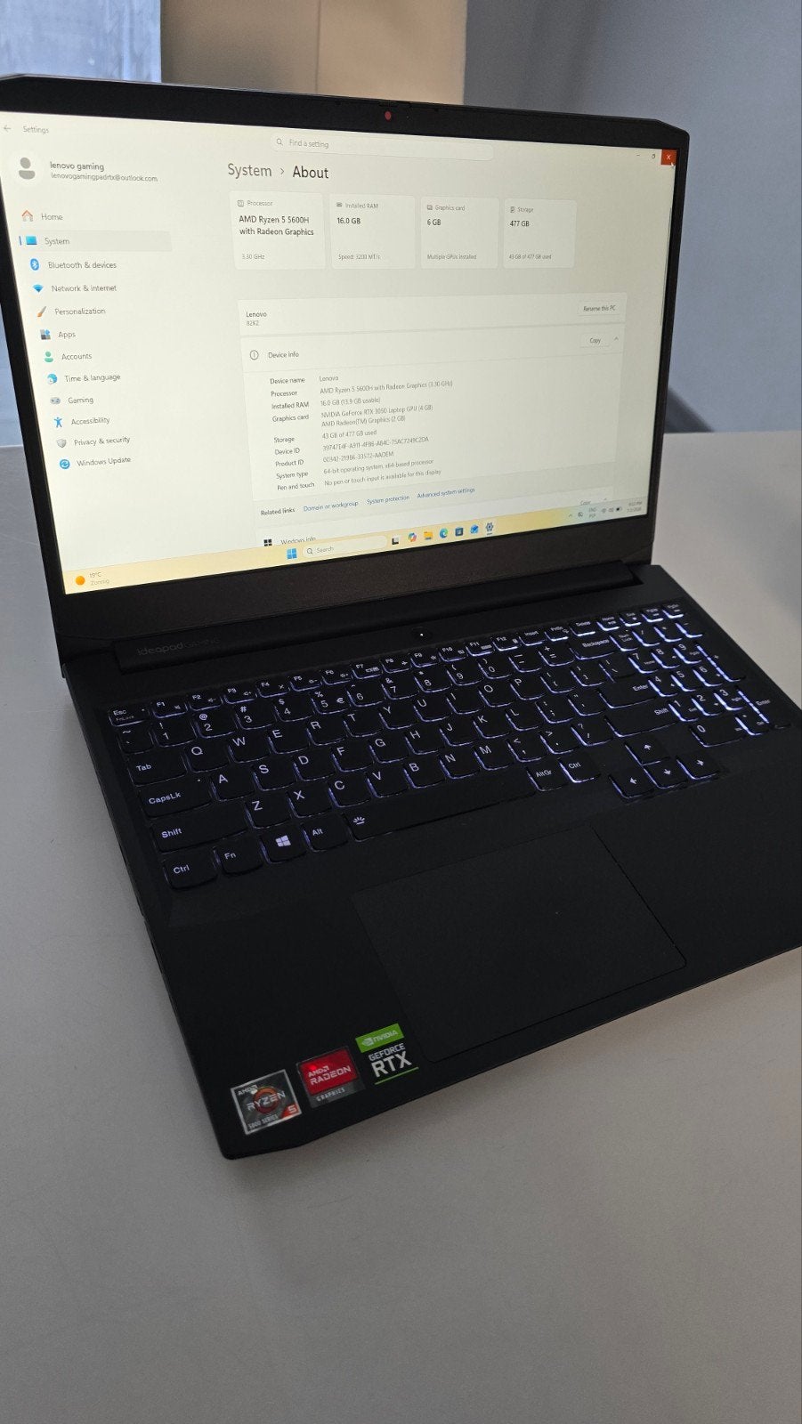 Lenovo IdeaPad Gaming 3 Rtx /Ssd512/Ram 16gb, Gebruikt, 512 GB, Gaming, SSD