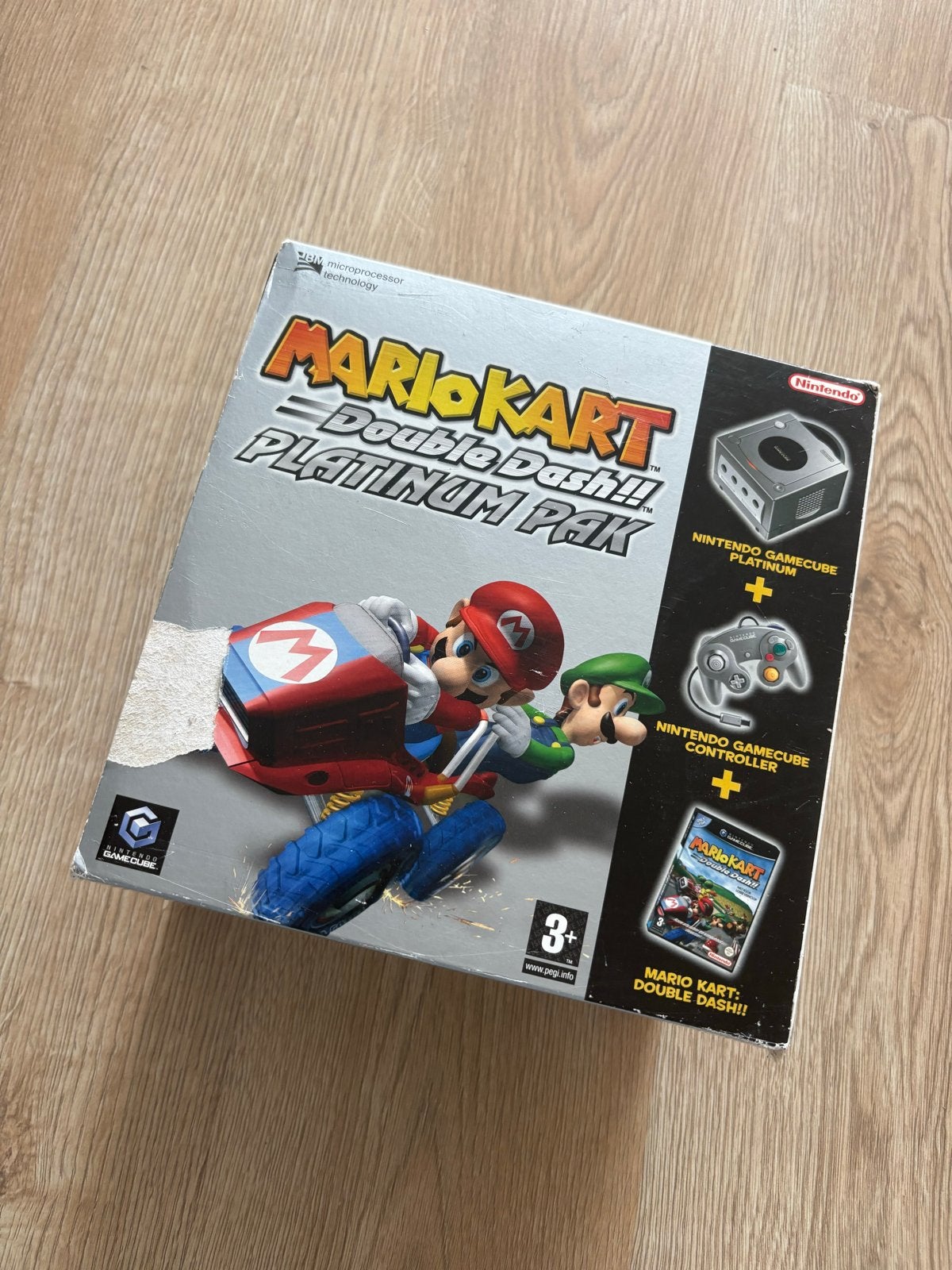 Zilveren GameCube met GameBoy Player & 2 Controller, Spelcomputers en Games, Gebruikt, Met 2 controllers, Ophalen of Verzenden
