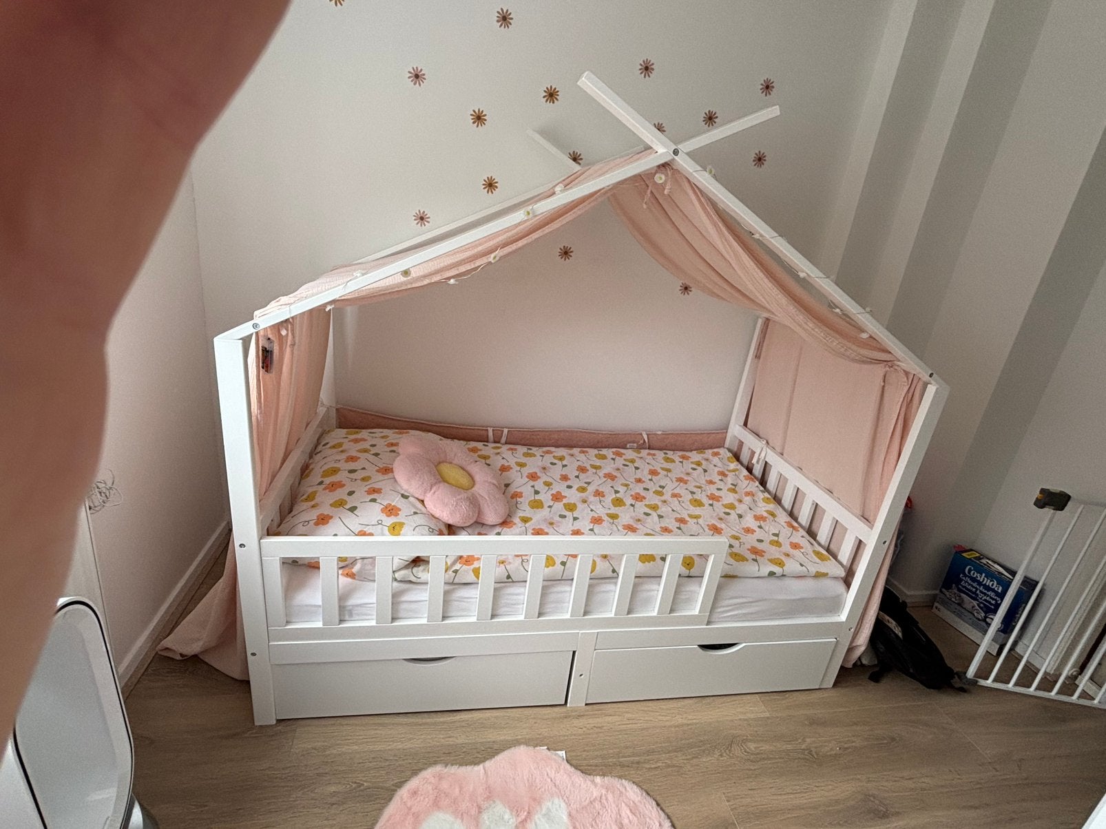 Peuterbed met lades 80x160 incl hemeltje, Ophalen, Zo goed als nieuw, 140 tot 160 cm, 70 tot 85 cm