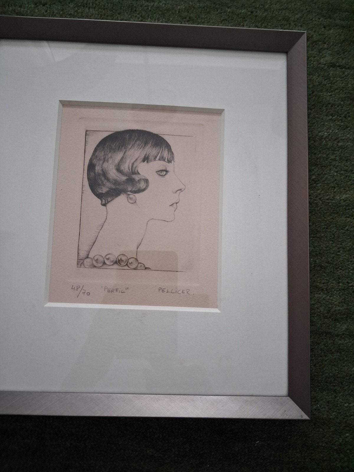 ets Pellicer vrouw met collier, Ophalen of Verzenden, Ets