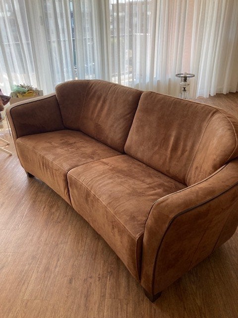 Bank nubik leder, Ophalen, Gebruikt, Driepersoons, Leer
