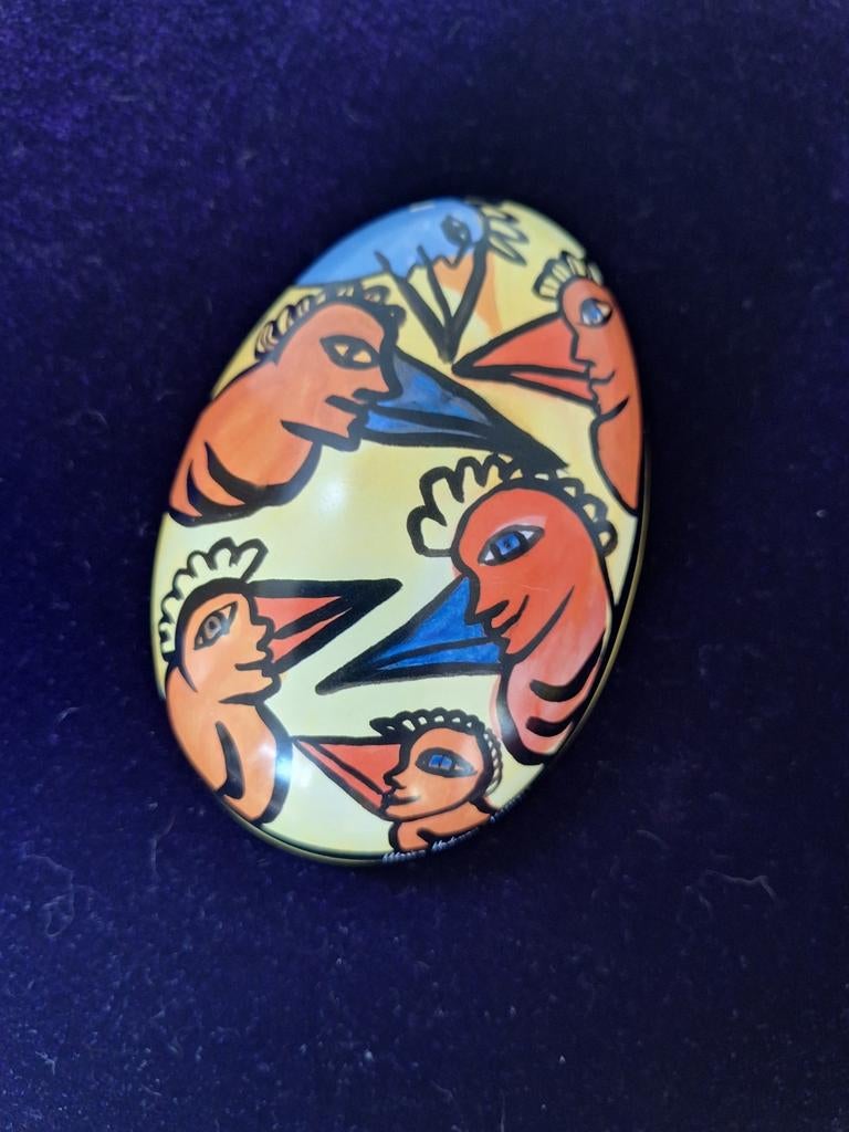 Ulrica Hydman Vallien-grote metalen opberg ei-gesigneerd, Antiek en Kunst, Ophalen of Verzenden