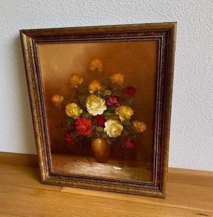 Mooi olieverfschilderij, Ophalen, Klassiek, Origineel werk, Bloemen