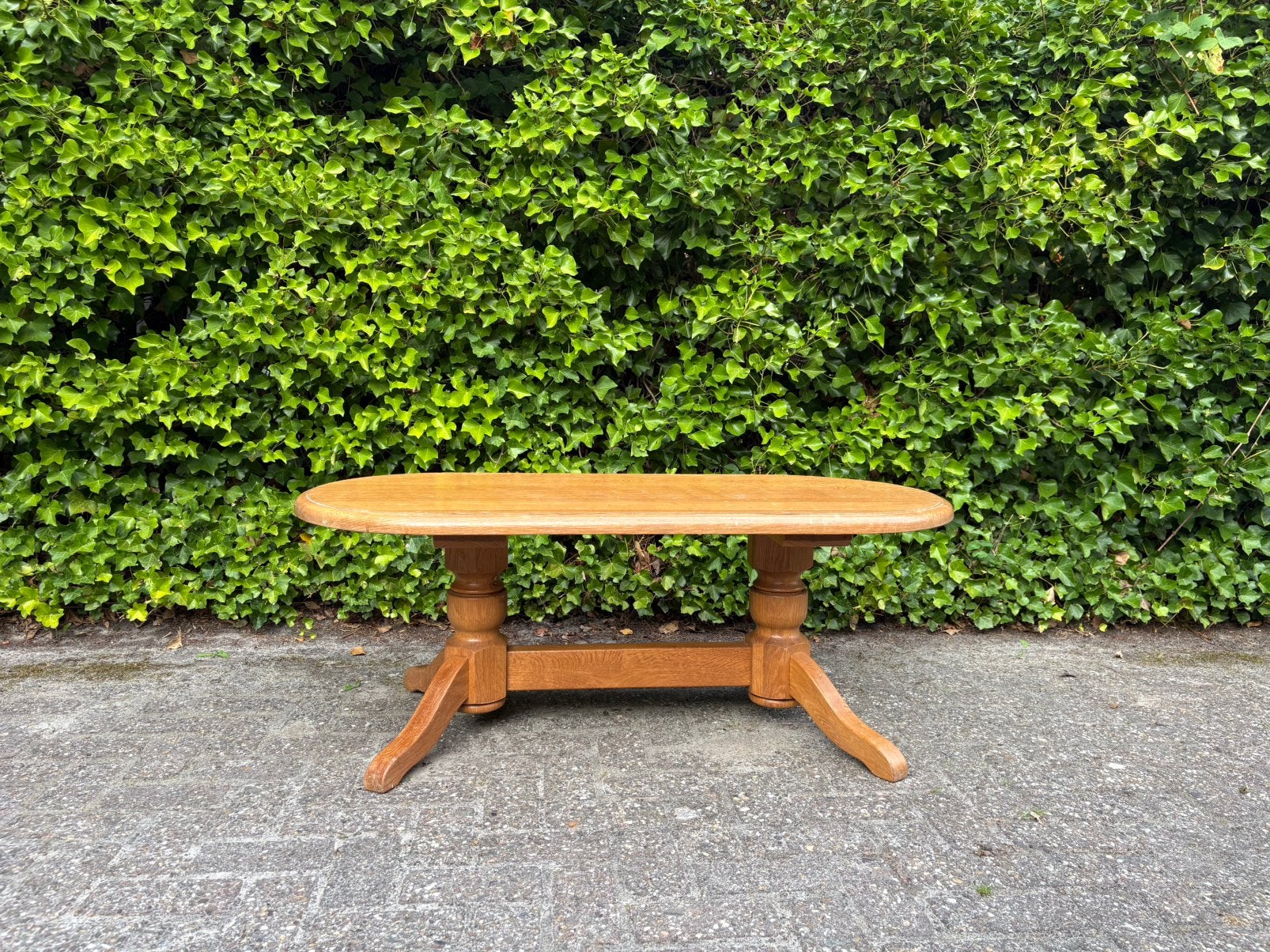 Massief blank eiken vintage salontafel - ovaal -, Ophalen, Ovaal