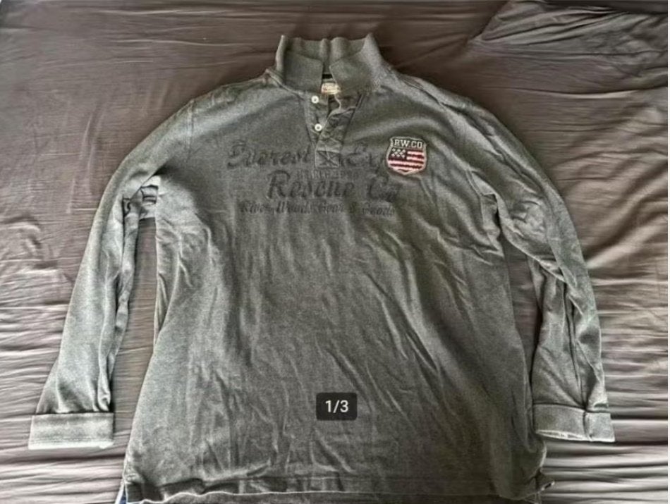 Grijze long sleeve polo River Woods (3XL) ZGAN, Kleding | Heren, Overige maten, Ophalen of Verzenden, Zo goed als nieuw, Grijs