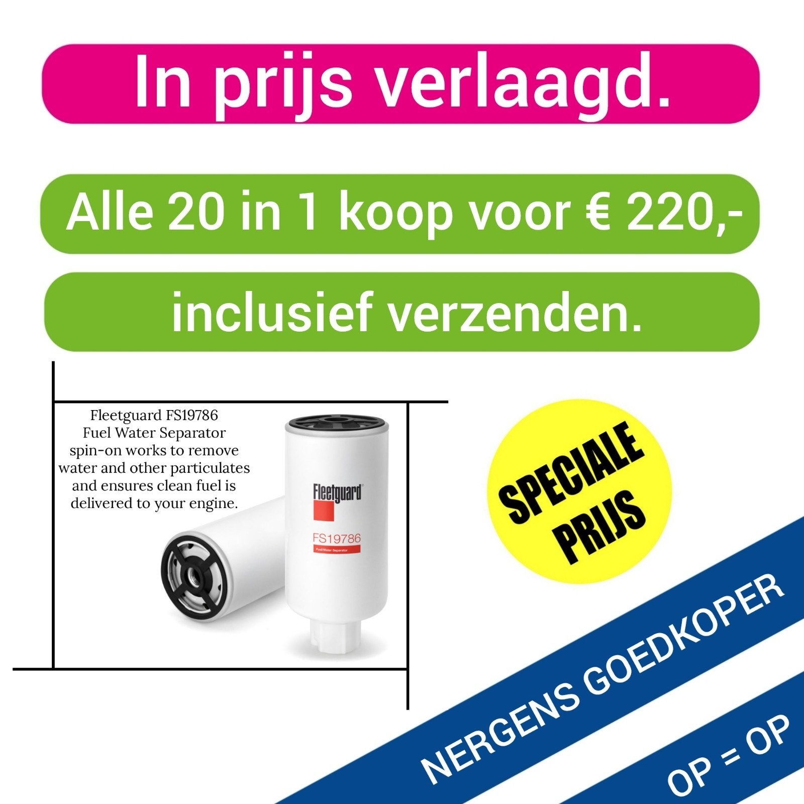 20 Mastervolt Fleetguard 50230092 Brandstof/ Waterafscheider, Watersport en Boten, Ophalen of Verzenden, Nieuw, Onderhoud en Reparatie